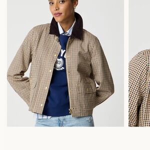 J. Crew Tan and Black Checkered Utility Jacket